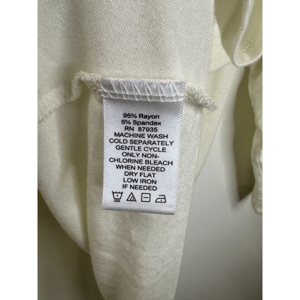 New LOGO Lori Goldstein Cream Stretch 3/4 Sleeve Tunic Top Scoop Neck Size 2X - Picture 7 of 9